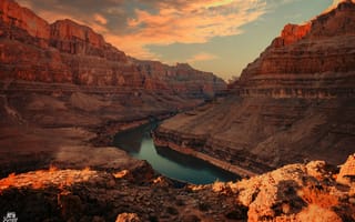 Картинка скалы, гранд-каньон, река
