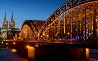 Картинка германия, ночь, мост