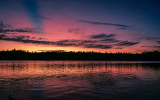 Картинка закат, озеро, горизонт