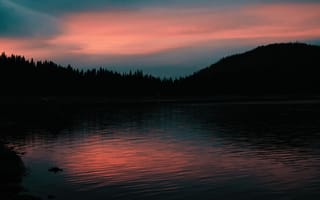 Картинка озеро, закат, горизонт