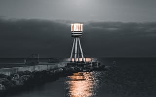 Картинка маяк, море, пирс
