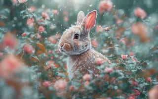 Картинка заяц, кролик, дождь