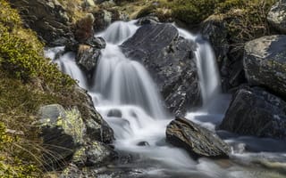 Картинка водопад, пейзаж, камни