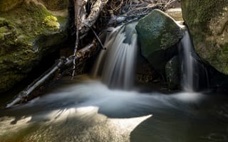 Картинка водопад, камни, длинная выдержка