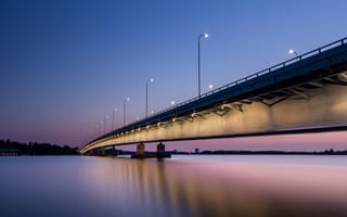 Картинка мост, ночь, подсветка
