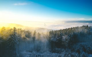 Картинка ветряк, лес, зима