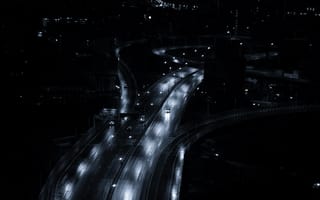 Картинка дорога, ночной город, движение