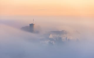 Картинка здания, архитектура, туман