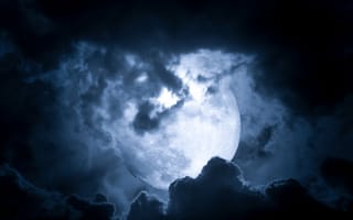Картинка луна, облака, лунный свет