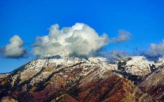 Картинка горы, деревья, облака