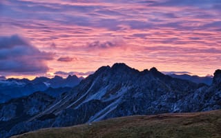 Картинка горы, облака, закат