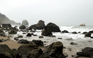 Картинка берег, камни, волны