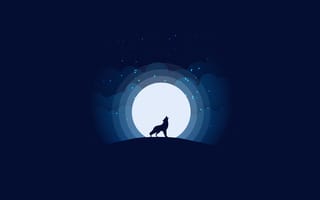 Картинка волк, луна, завывание
