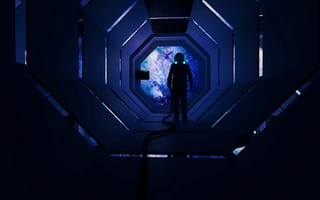 Картинка космонавт, тоннель, темный