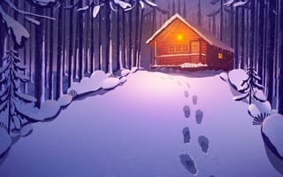 Картинка дом, лес, снег