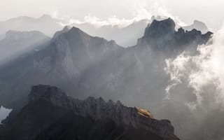 Картинка горы, вершины, туман