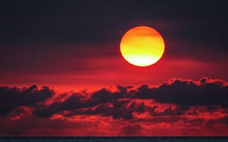 Картинка закат, солнце, красный