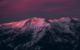 Картинка горы, снег, розовый