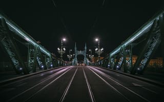 Обои ночной город, город, мост