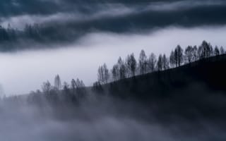 Картинка туман, облака, холмы