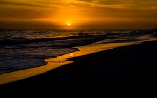 Картинка закат, пляж, солнце
