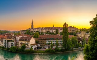 Картинка река, город, набережная