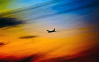 Картинка самолет, небо, разноцветный