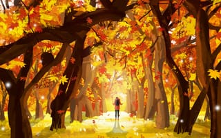Картинка одинокий, осень, листья