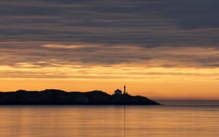 Картинка море, маяк, закат