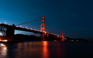 Обои мост, ночь, фонари