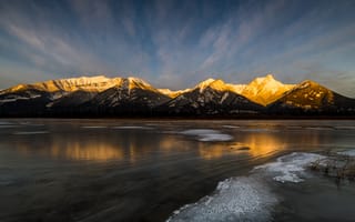 Картинка горы, лед, отражение