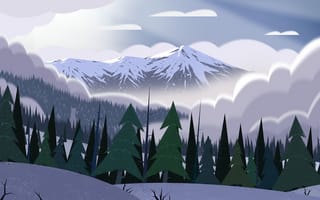 Картинка горы, вершины, лес