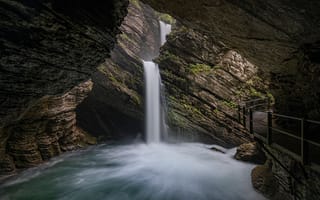 Картинка водопад, скалы, поток