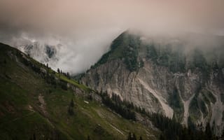 Картинка склон, туман, горы
