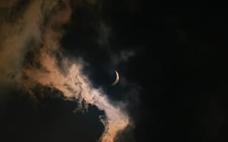 Картинка луна, облака, ночь