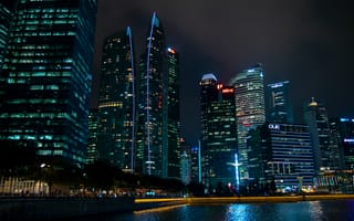 Картинка ночной город, небоскребы, здания