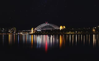 Картинка мост, подсветка, ночь