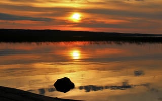 Картинка закат, озеро, солнце