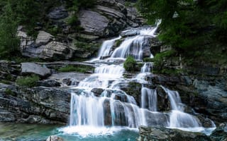 Картинка водопад, камни, вода