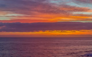 Картинка закат, море, горизонт
