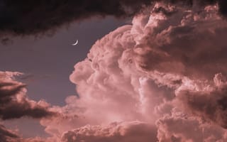 Картинка облака, луна, небо