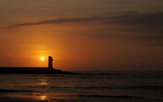 Картинка маяк, закат, солнце