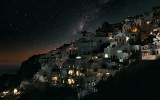 Картинка ночной город, здания, огни