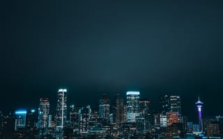Картинка ночной город, здания, архитектура