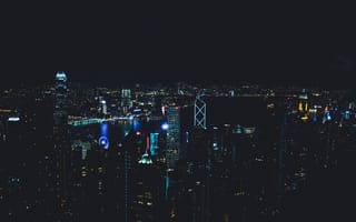 Картинка ночной город, огни, здания