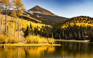 Картинка горы, озеро, деревья