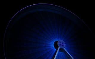 Картинка колесо обозрения, подсветка, синий