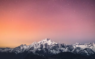 Картинка горы, снег, звездное небо