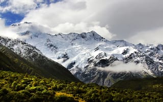 Картинка гора, снег, облака