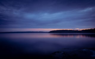 Картинка озеро, закат, сумерки